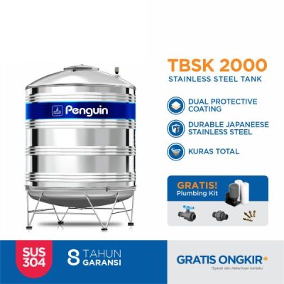 Penguin TBSK 2000 - Tandon Tangki Air Stainless Steel PDAM Kapasitas 2000 Liter