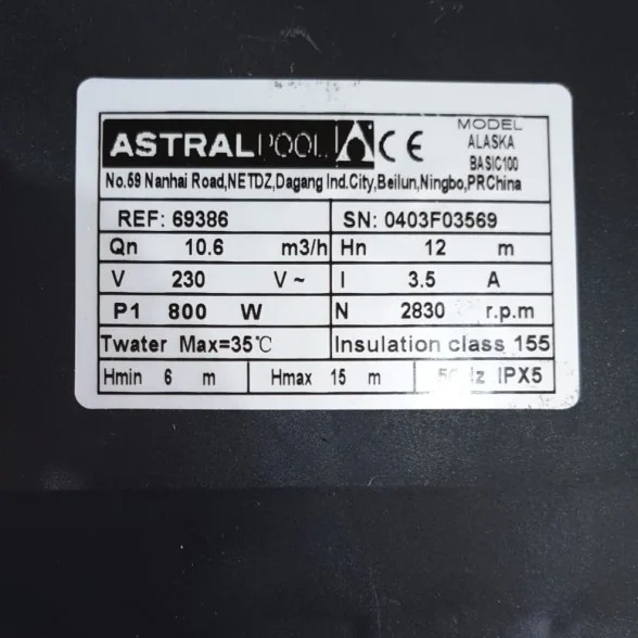Pompa Kolam Renang Astral Alaska 1HP 1Phase Astralpool - Gambar 2
