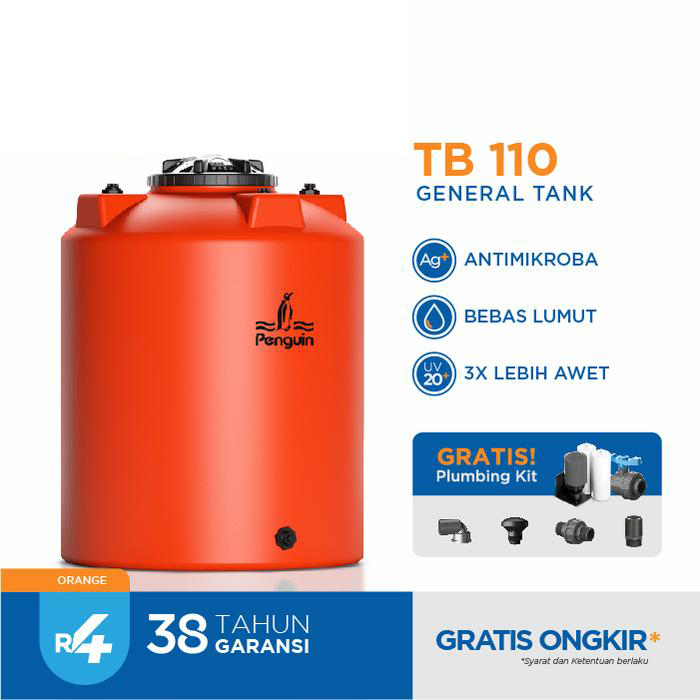 Tangki Tandon Toren Air Kapasitas 1000 Liter Penguin TB 110-Orange