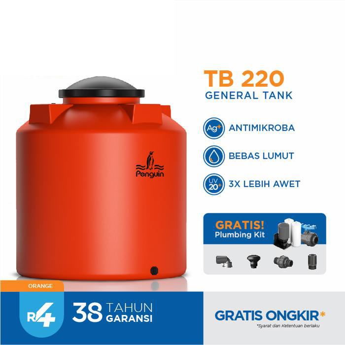 Tangki Tandon Toren Air Kapasitas 2250 Liter Penguin TB 220-Orange